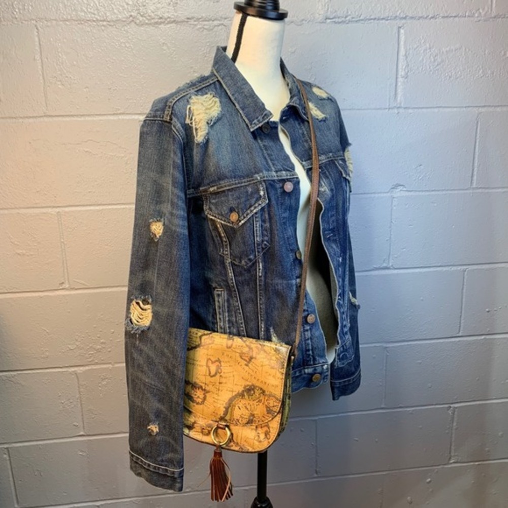 Patricia Nash Brinlee Leather Saddle Crossbody Bag-European Map - Picture 2 of 14